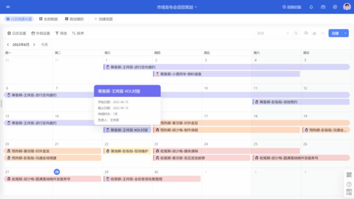 宝藏项目管理功能上新：日历视图+卡片视图强强联合，工作效率快到飞起​