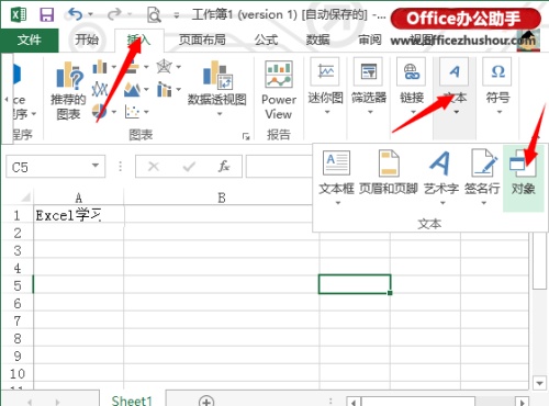 Excel2013如何插入目标文件？