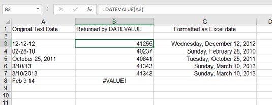 如何使用Excel DATEVALUE函数把文本转换日期